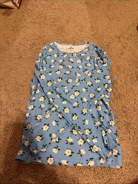 Lands' End x Draper James Sky Blue with flowers Long-Sleeve Rash-guard